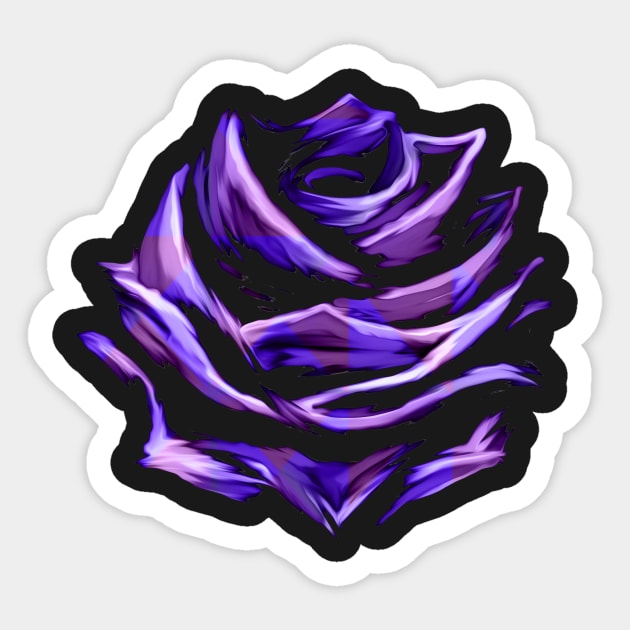 Purple Blue Rose Abstract Art Flower Colorful Brush Painting Sticker by twizzler3b